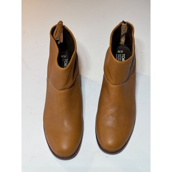 Toms Womens Size 10 Tan Ankle Boots With Tassel Zippers & 2-Inch Heels - Picture 6 of 16